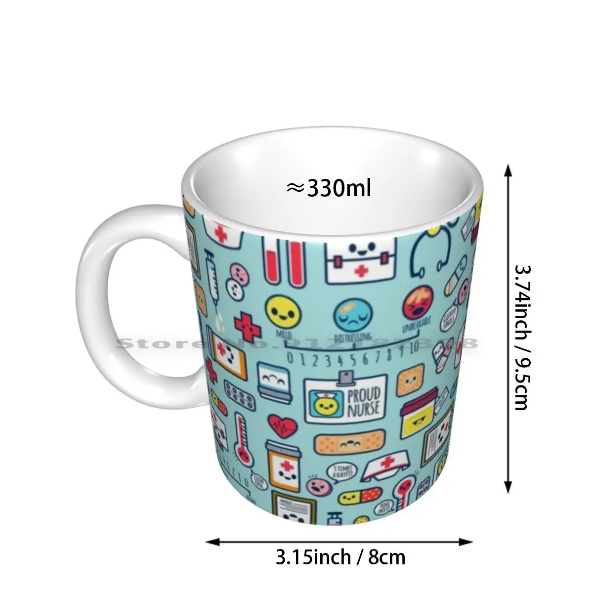 Proud To Be A Nurse / Surface Pattern Design / Blue Ceramic Mugs Coffee Cups Milk Tea Mug Nurse Nurse Hero Heroes Cute Pattern