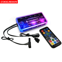 Coolmoon Smart Music 5V 3Pin ARGB Remote Controller HUB for Coolmoon 6Pin Chassis Cooling Fans 4Pin Light Strip Heat Dissipation
