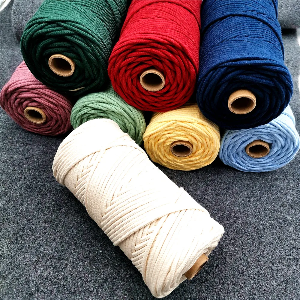 DIY cord-3mm Colorful Braided Solid Core Cotton Rope for Macrame Bag Craft Decoration Plant Pot Hanger