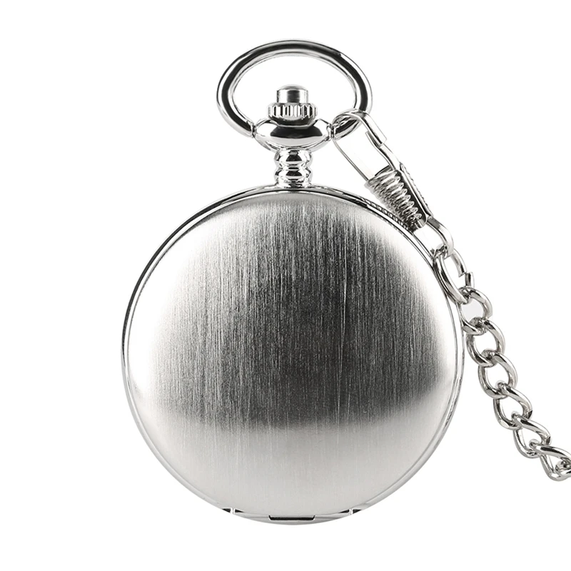 Classic Silver Pocket Watch Smooth Hand-winding Mechanical Double Hunter Pendant Watches Neckalce Chain Accessory relogio Montre