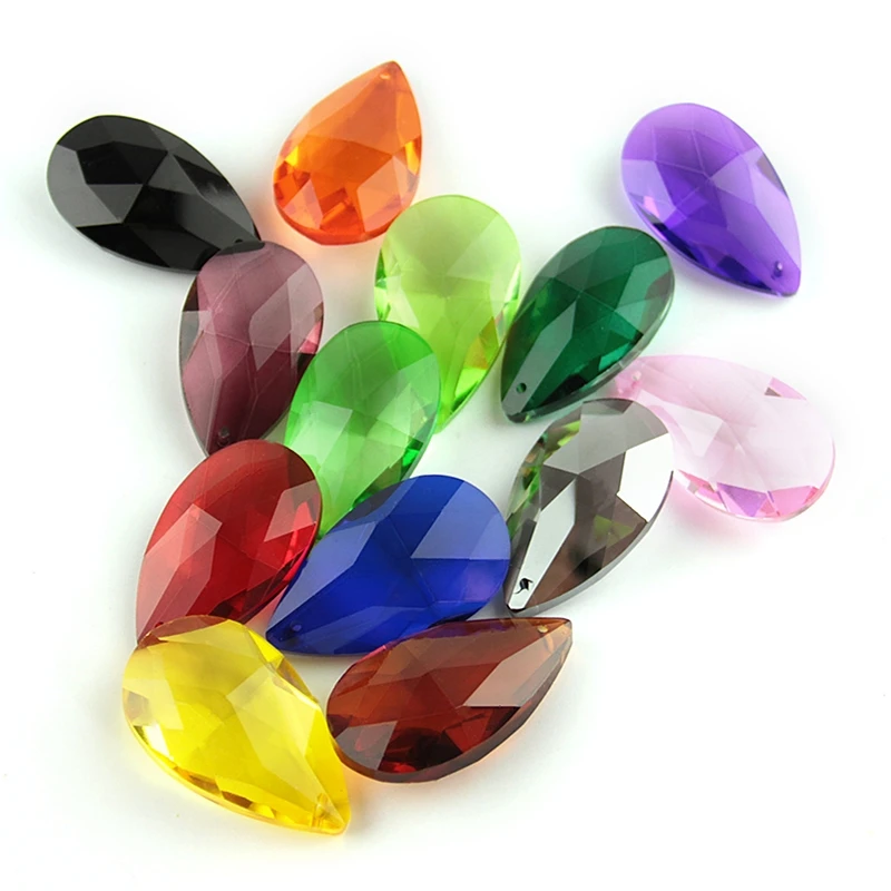 Wholesale AAA Top Quality 38mm/50mm/63mm/76mm Crystal Almond/Pear Shape Mix Colors Shiny Raindrop Pendants