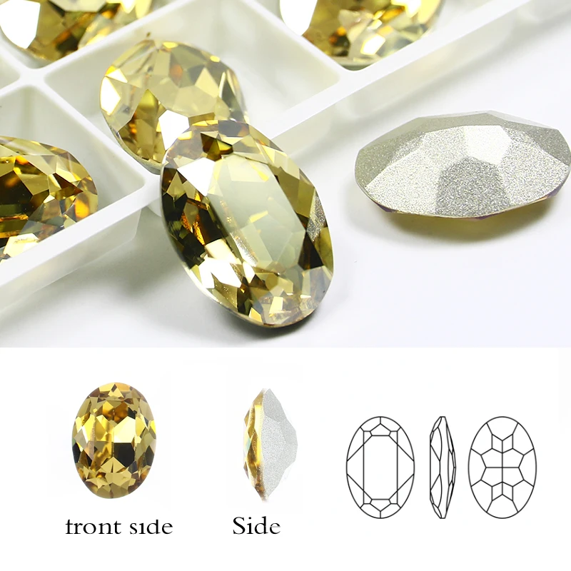 Oval Colorful 3D Pointback Glass Rhinestone K9 Crystal Fancy Stone Strass Diamond For Clothes Craft Nail Decoration Jewelry 3002