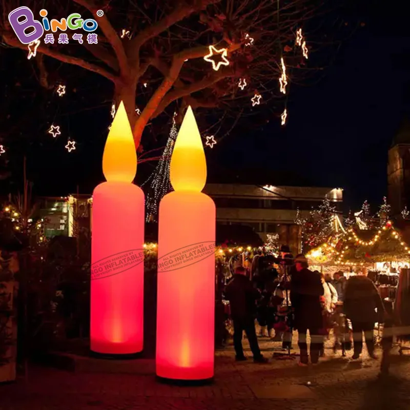 Inflatable Christmas Outdoor Decorations 3mH Inflatable Candle Model With Lighting Christmas Candle Balloons For Sale