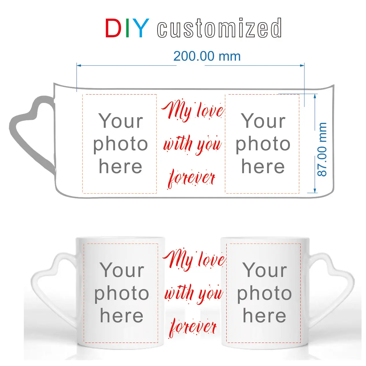 Valentine\'s Day Gift DIY Customized 350ML 12oz Ceramic Magic Mug Print Picture Photo LOGO Text Hot Water Change Colors