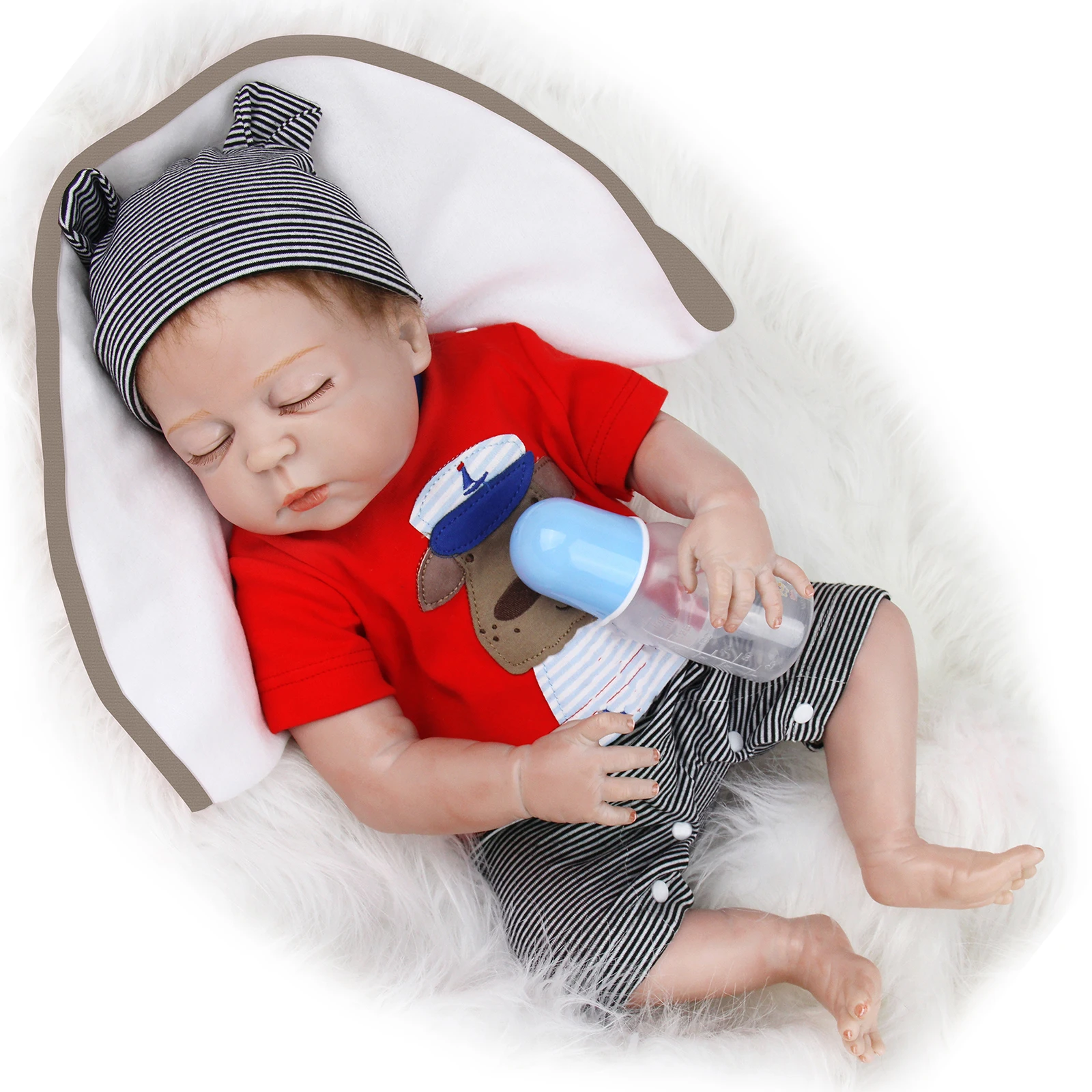 

45 Cm 18 Inch Reborn Doll Realistic Silicone Vinyl Washable Close Eyes Sleeping Toddler Boy Kids Toy Festival Gift