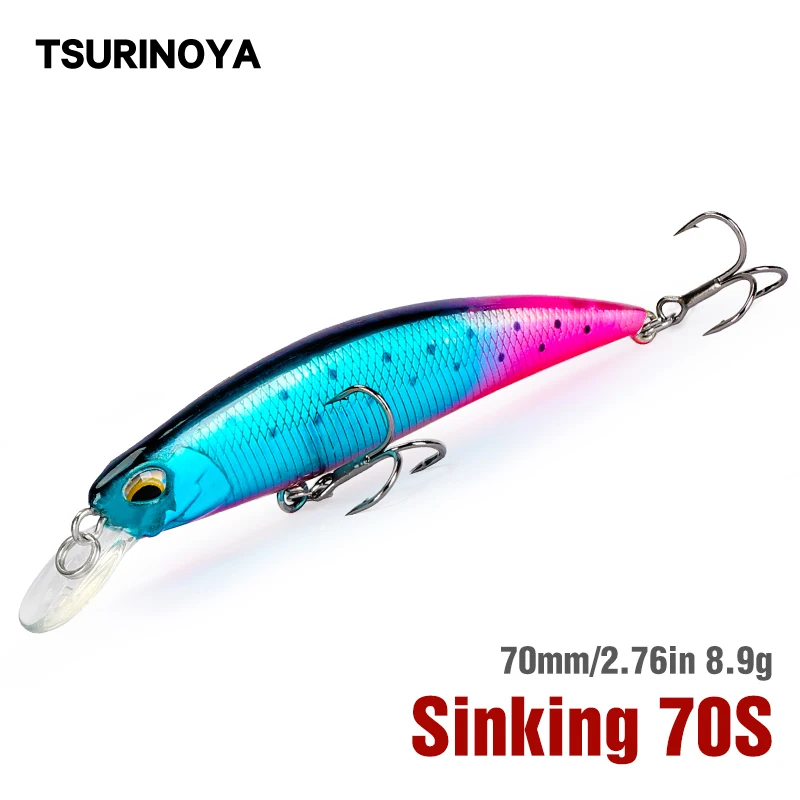 

TSURINOYA DW75 Jerkbait 70mm 8.9g Sinking 0.6-1.0m Minnow Fishing Lure for Saltwater Freshwater 10# Hook Isca Artificial Lure