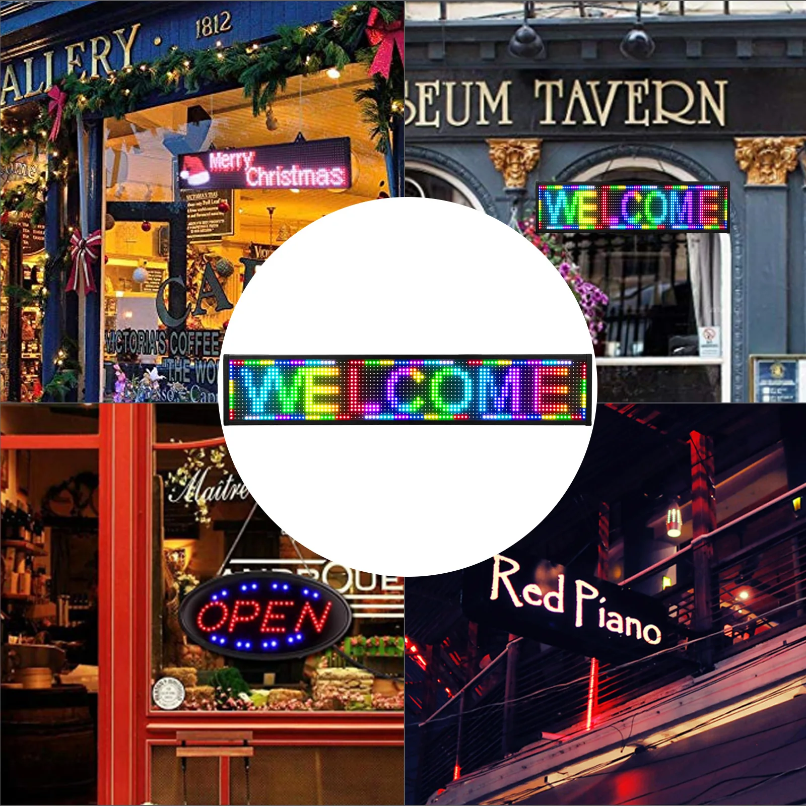 VEVOR P10 Led Scrolling Sign 38x6.5in Full Color Rolling Information Text Store Message Board WiFi Programmable Digital Display