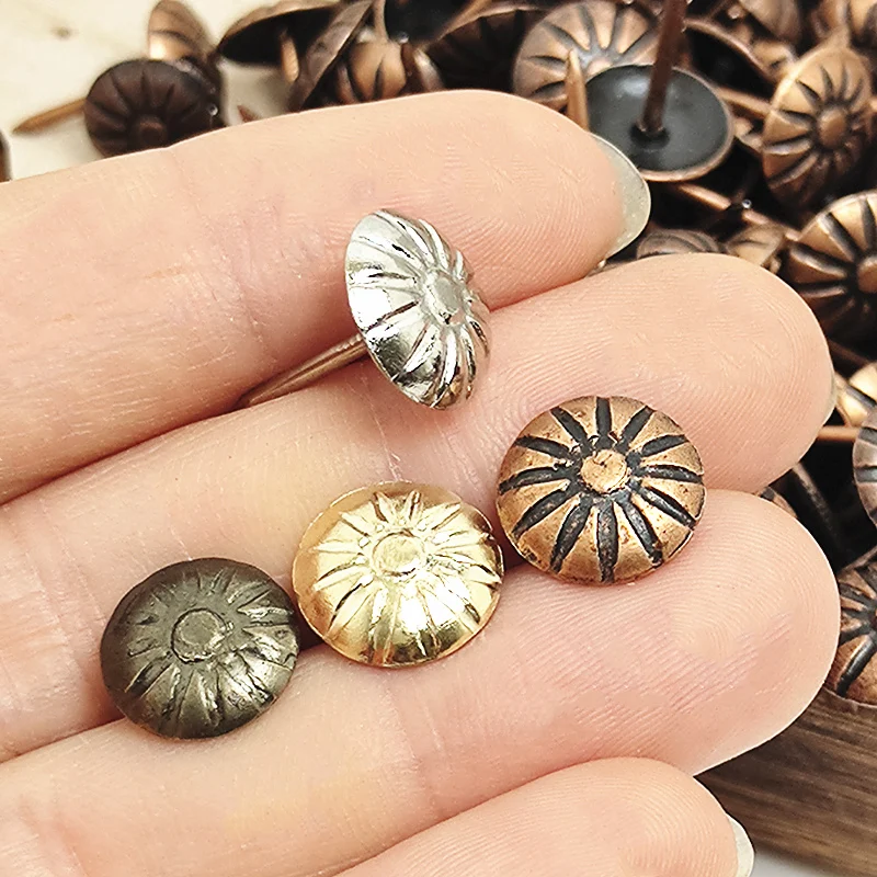 400pcs Sofa Decorative Furniture Nails With Flower Head Pushpin Ancient Style Furniture 16mmx11mm Woodwork Tool