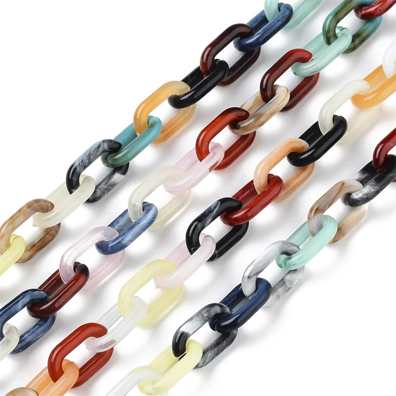 1M/strip Marble Two-color Chain Jewelry Making Handmade Necklace Bracelet Rope Plastic Chain Isolated Colors Jewelry Findings