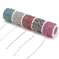 2mm Width 2M Stainless Steel Chains for Jewelry DIY Enamel Oval Ball Beaded Chain for Women Necklace Bracelets Anklet Making