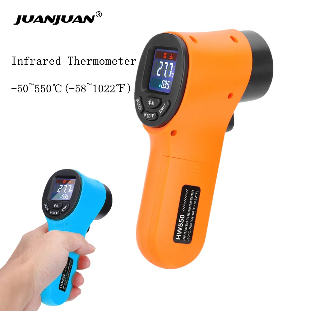 

HW550 Digital Infrared Thermometer Non-Contact Laser-Point Industrial Pyrometer Temperature Gun -50~550℃(-58~1022℉) IR Thermomet