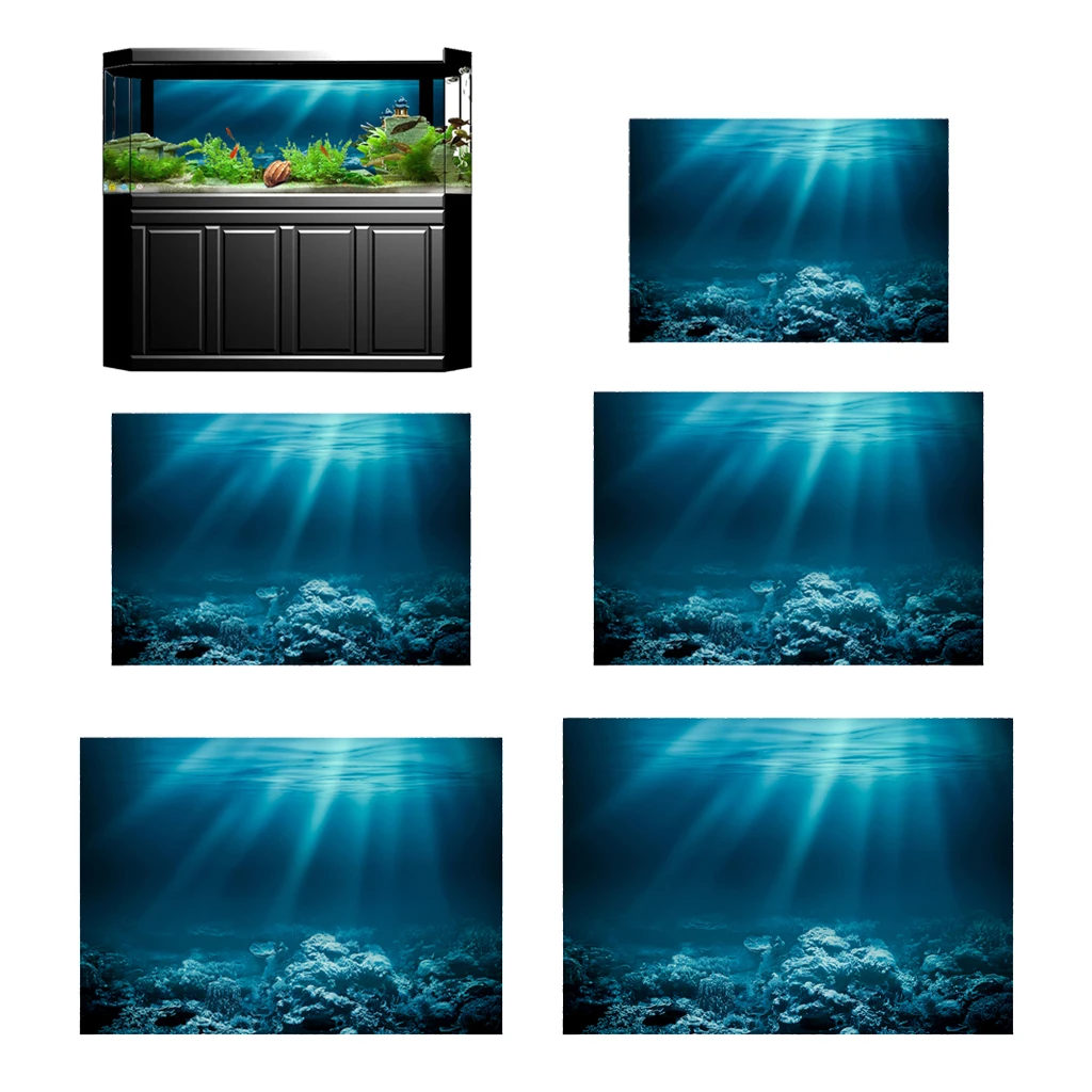 PVC Aquarium Background Poster 3D Fish Tank Wall Paper Sticker Decoration