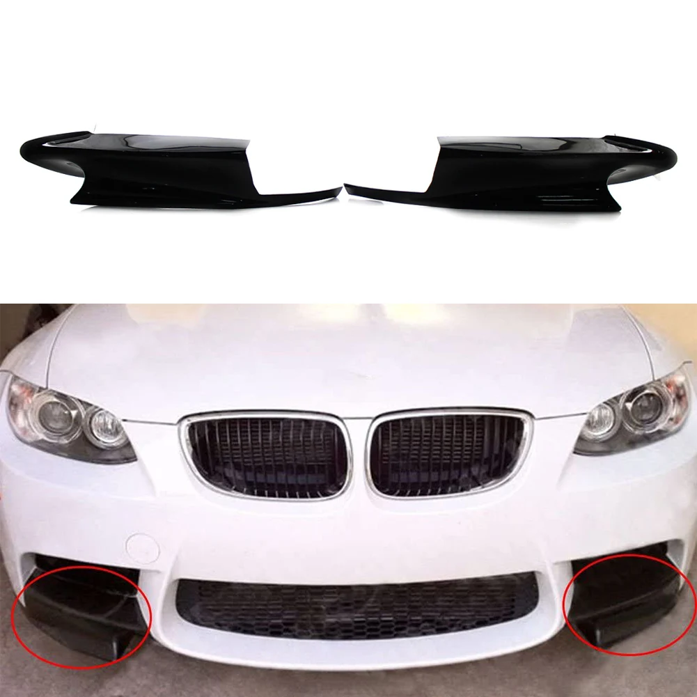 

2Pcs Gloss Black Car Front Bumper Splitters Lip Spoiler Trims For BMW E92 3 Series M3 2008 2009 2010 2011 2012 2013 ABS Plastic