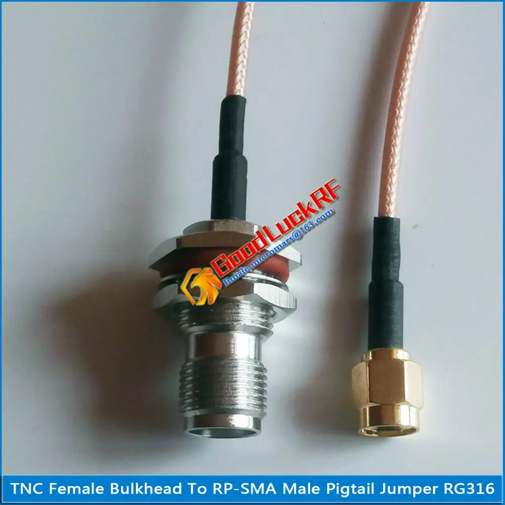 TNC Female O-ring Waterproof Bulkhead Mount Nut To RP-SMA RPSMA Male Plug RF Connector RG316 50ohm Pigtail Jumper Cable Low Loss