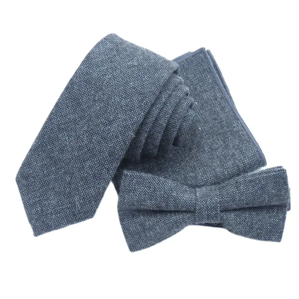 

Male Black Narrow Fashion Wool 6cm Men's Boutique Little Texture Bow Matching Pocket Towel Fashion Slim Gravata