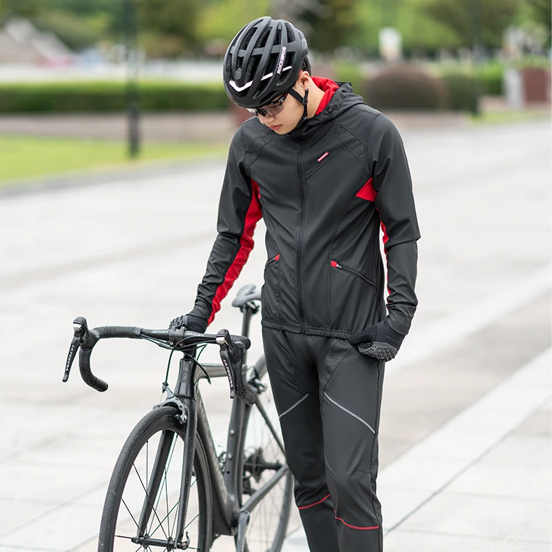 ROCKBROS Winter Work Clothes Thermal Jersey Set Cycling Clothes Female Ciclismo Long Sleeves Road Bicycle Windproof Clothing