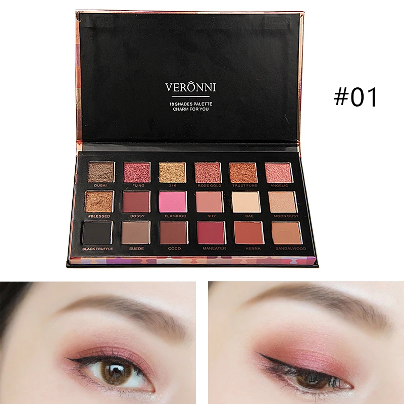 VERONNI Eyeshadow Makeup Palette Glitter Palette 18 Color Eyeshadow Pallete Waterproof Matte Eyeshadow Shimmer Cosmetics тени