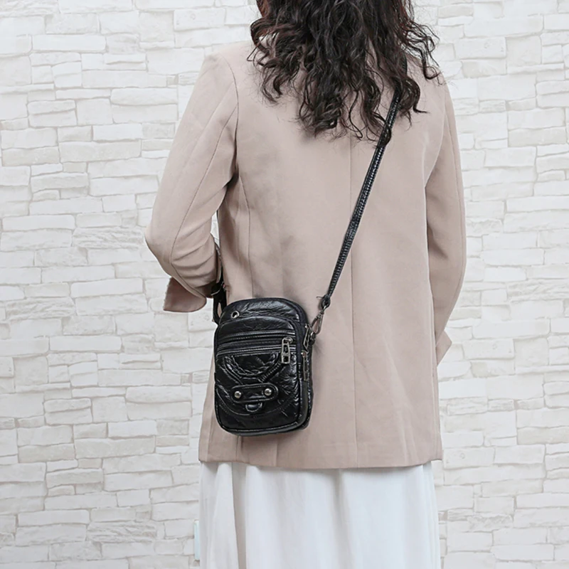 Multifunktion ale weiche pu Leder kleine Umhängetasche für Frauen Vintage Umhängetasche Geldbörse Handy Baga Handtasche Geldbörse – Detail 14