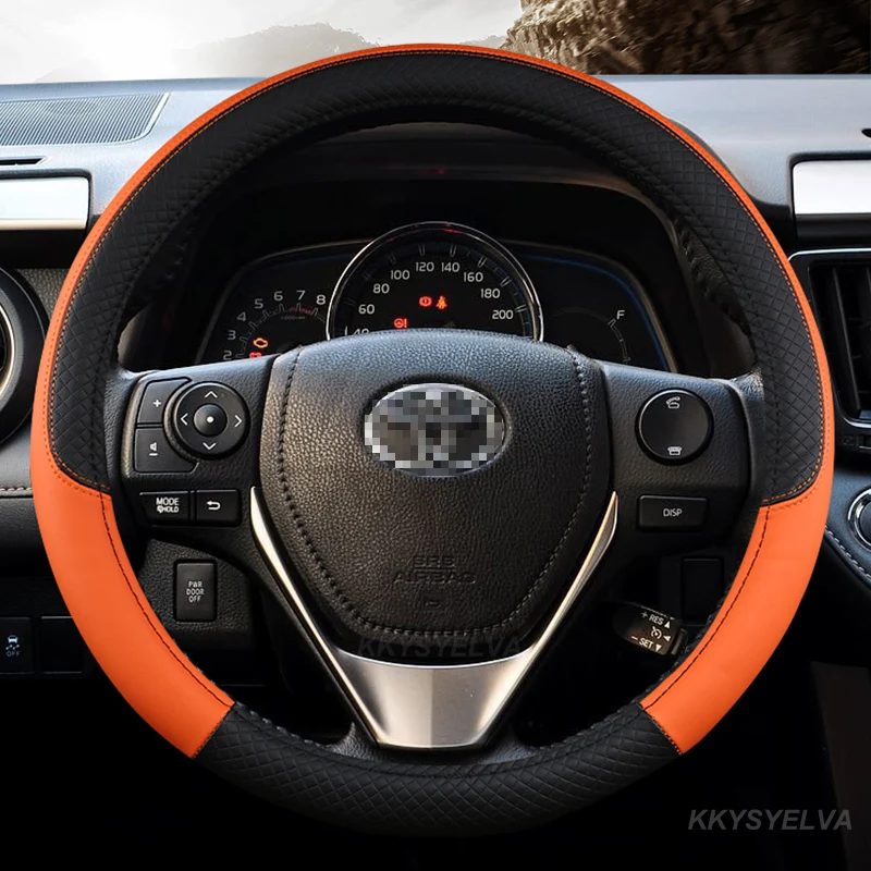 Car Steering Wheel Cover PU Leather For Toyota Vios Yaris Camry Corolla Altis Mark X Crown Rav4 38cm Interior Accessories