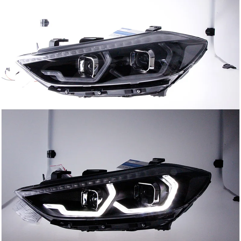 For 2016-2019 Hyundai Elantra Headlights LED headlight LED DRL+turn signal Bi Xenon Lens High Low Beam