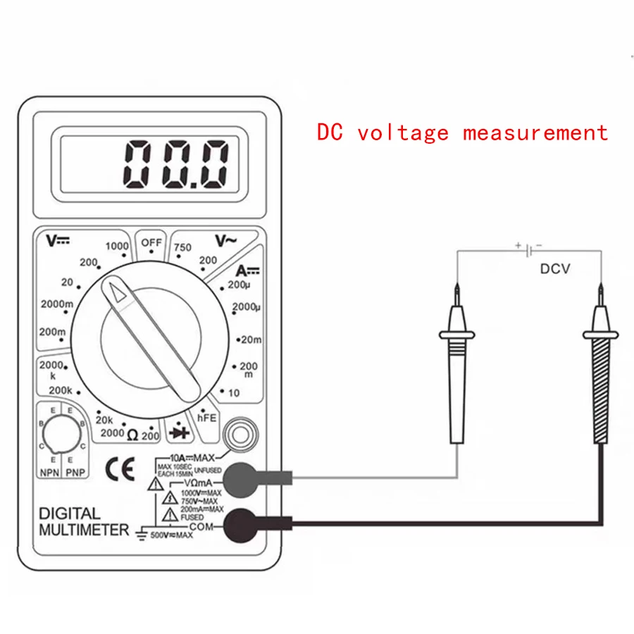 DT-830 Digital Multimeter Buzzer Square Wave Output Voltage Ampere Ohm Tester Probe DC AC LCD Overload protection DT-830B 830D