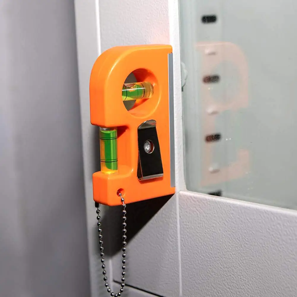 2 In 1 Alat Level Saku Mini 2 Alat Instrumen Level Mesin Pabrik Kait Gantungan Kunci Logam Perata Roh Gelembung