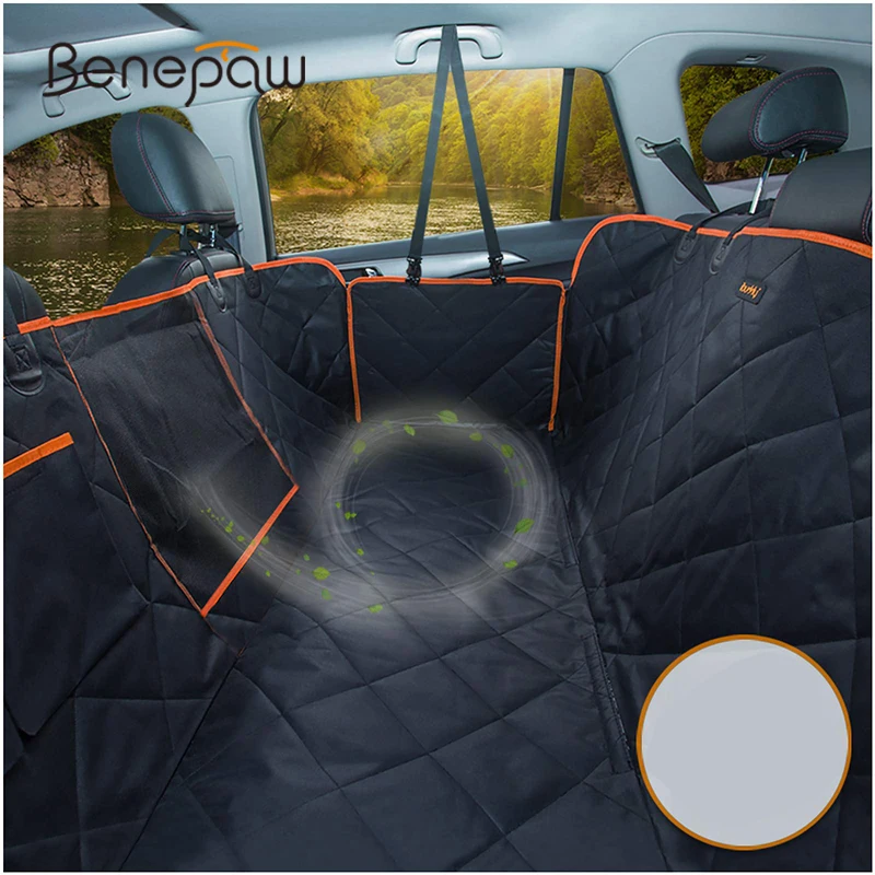 Benepaw Anti-Scratch Nonslip Dog Car Seat Cover Comfortable Side Flap Waterproof Mesh Window Pet Car Hammock Easy Installation