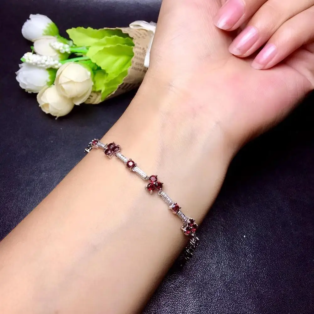 

classic wine red garnet bracelet women silver jewelry natural gem 925 sterling silver cost effective girl best present gem gift