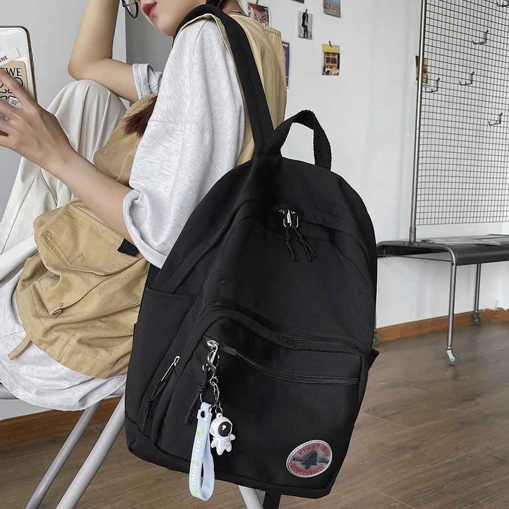 Lady Student Travel Bag Fashion Solid Color Female Laptop Teenage Backpack Cool Girl Cute College Bag Women Kawaii Book Backpack