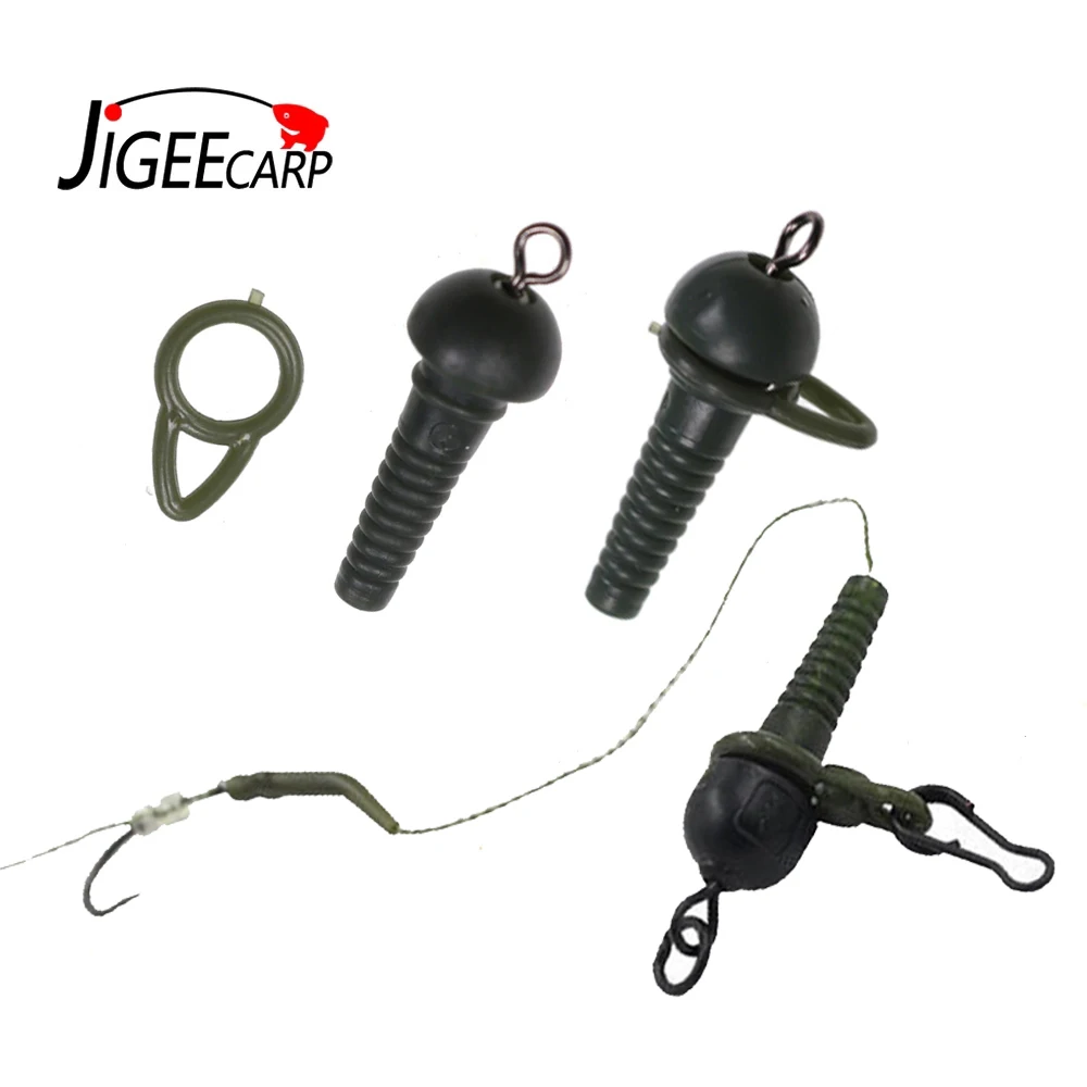 JIGEECARP 10PCS Carp Fishing Rigs Making Connector Safety Sleeves Rubber Tadpole Beads with Swivel & Sinker Loop Accessory