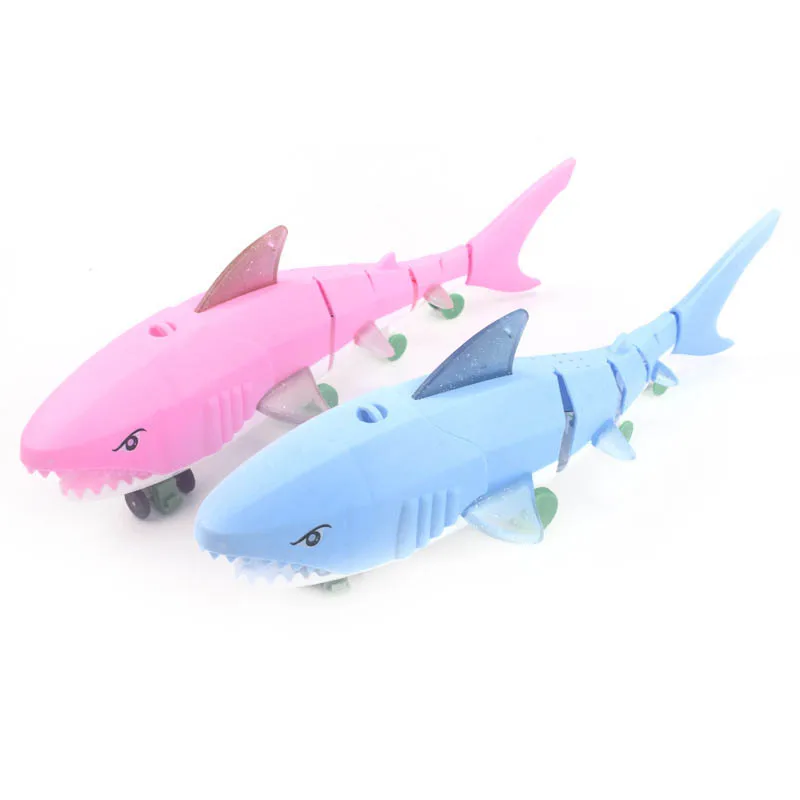 เด็ก Plush Shark ตุ๊กตาดึงเชือก Shark Luminous Toy ไฟฟ้าเพลงแสง LED ชิป ABS วัสดุ3ปี32*9*9