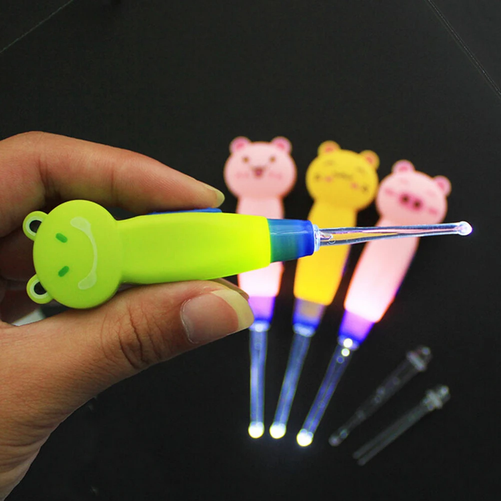 New Earwax With Light Spoon LED Cartoon Baby Care Ear-picker Child Cleaning Tool Ears Spoon Digging Luminous Dig Ear Syringe