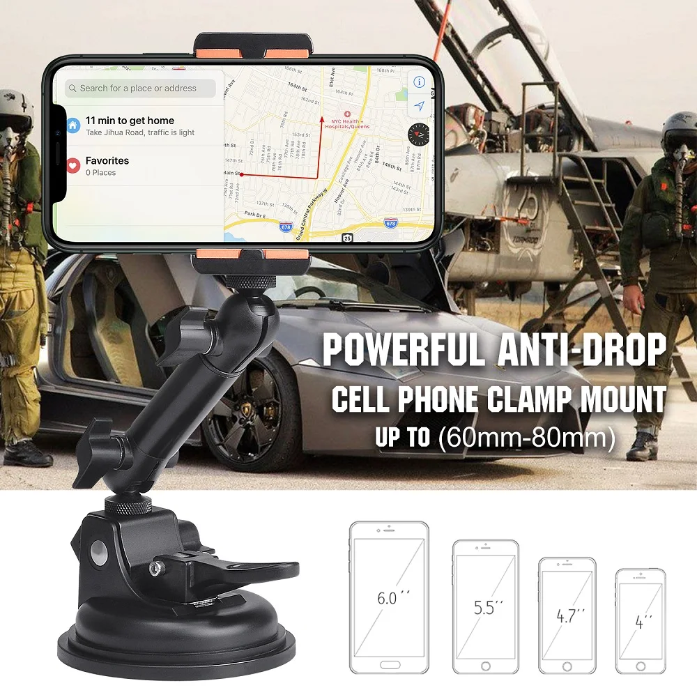 Camera Hành Động Smartphone Hút Đua Buồng Lái Xe Hơi Mount Chuyển Động Xe Windshied Hood Tầng Thượng Giá Đỡ Cho GoPro Điện Thoại Sony