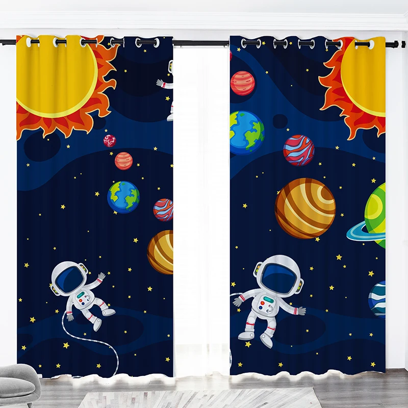 Custom SIze Cute Little Prince Astronaut Blackout Curtains Bedroom Living Room Home Decoration for Children Boys Birthday Gift