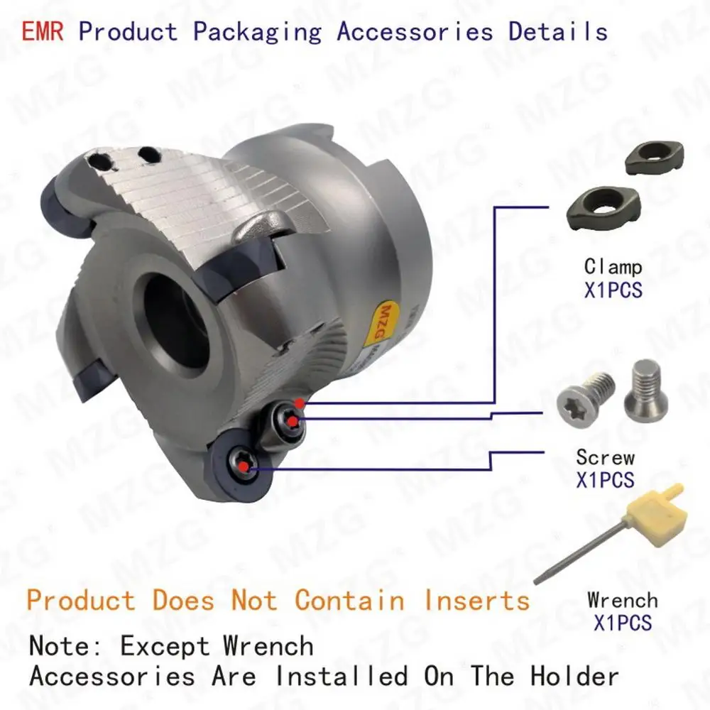 MZG EMR 5R 63 80 100 mm RP Carbide Insert Clamped Alloy End Mill Shank Milling Cutting Machining Round Nose Milling Cutter