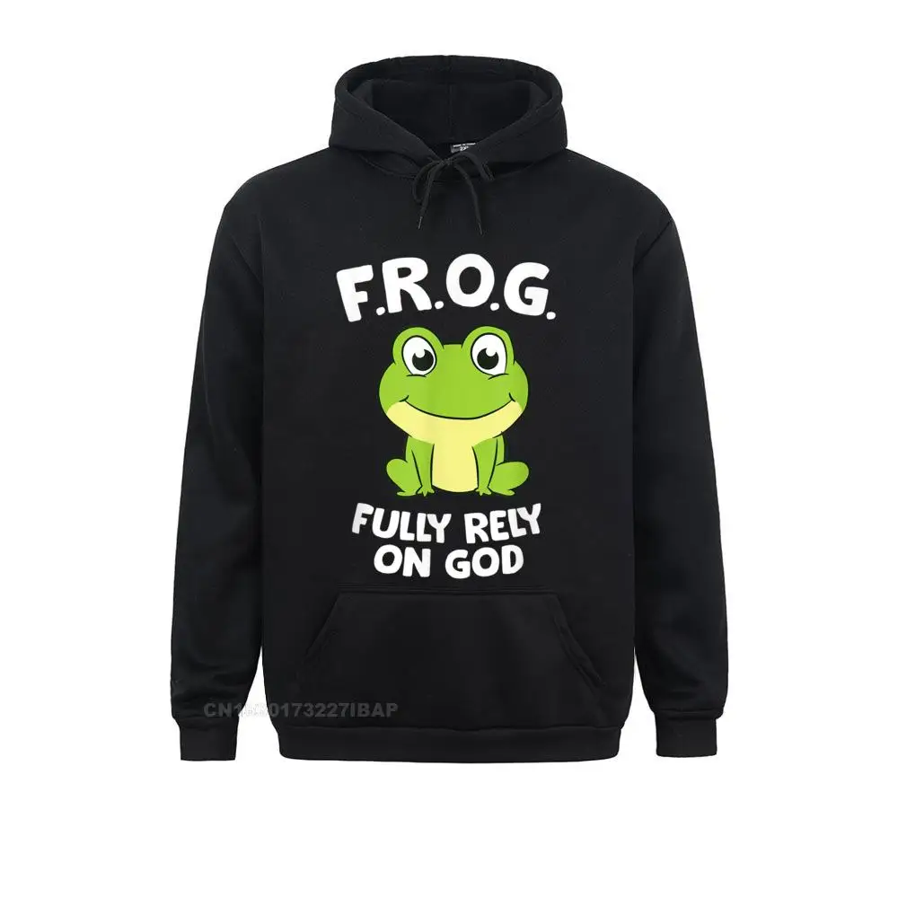 Cute Frog Fully Rely On God Christian Frog Europe Sweatshirts High Quality VALENTINE DAY Hoodies Adult Gift Sportswears