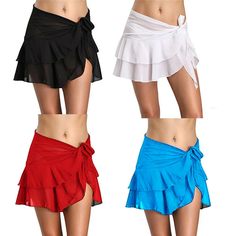 Sommer Frauen Bade bekleidung Bikini Mini Wickel rock schiere Badeanzug vertuschen Beach wear Sarong Pareo Praia Mulher Röcke