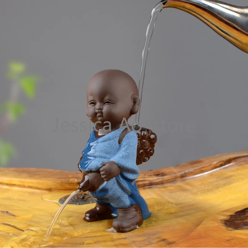 

Teaware Purple Clay Tea Pets Water Spray Pee Boy Ornaments Creative Monk Tea Tray Tea Accessories Ceramic Monk Tea Pet Yixing