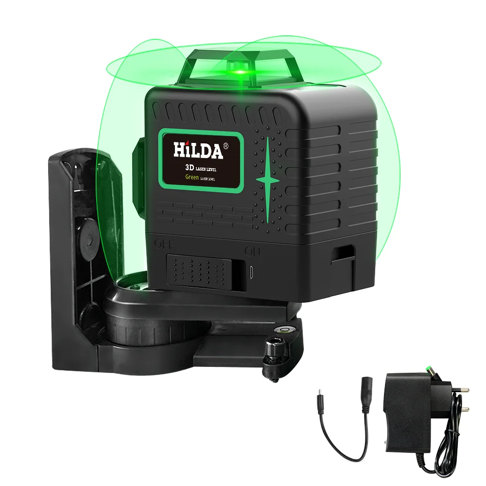 12 Lines 3D Green Laser Level Horizontal And Vertical Cross Lines Indoors and Outdoors Mini Laser Level