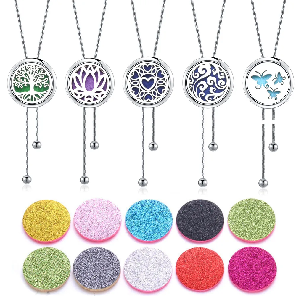 Fashion Aromatherapy Necklace Diffuser Pendant Locket Adjustable Sweater Chain Perfume Essential Oils Necklace Aroma Jewelry