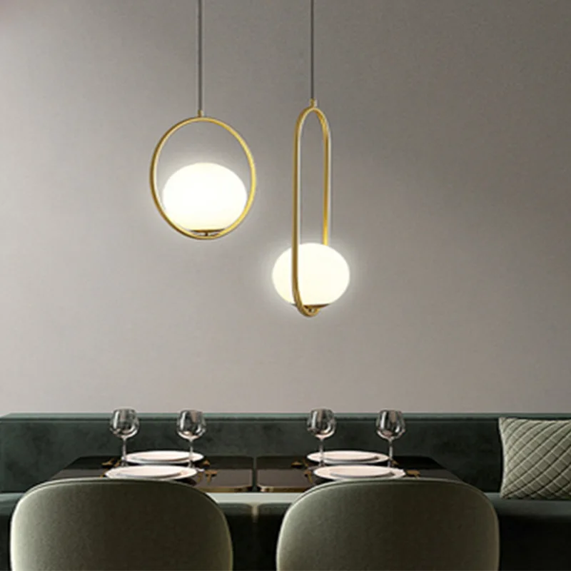 

Nordic White Glass Ball Pendant Lights Dining Room Bar Pendant Lamps Hanglamp Indoor Home Fixtures House Decoration Lighting