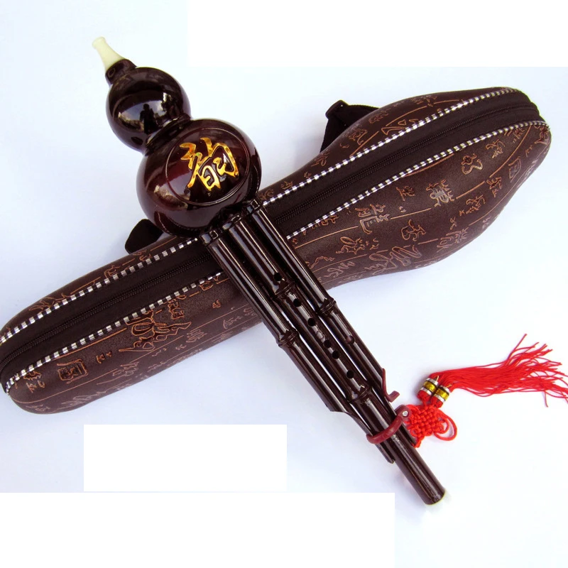 ZhulorDelano Chinese Traditional Instrument Handmade Hulusi with Leather Box