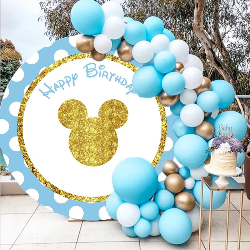 New Blue Mickey Mouse Birthday Party Decoration Free Customizable Background Shower Supplies Kids Gift Photo Studio