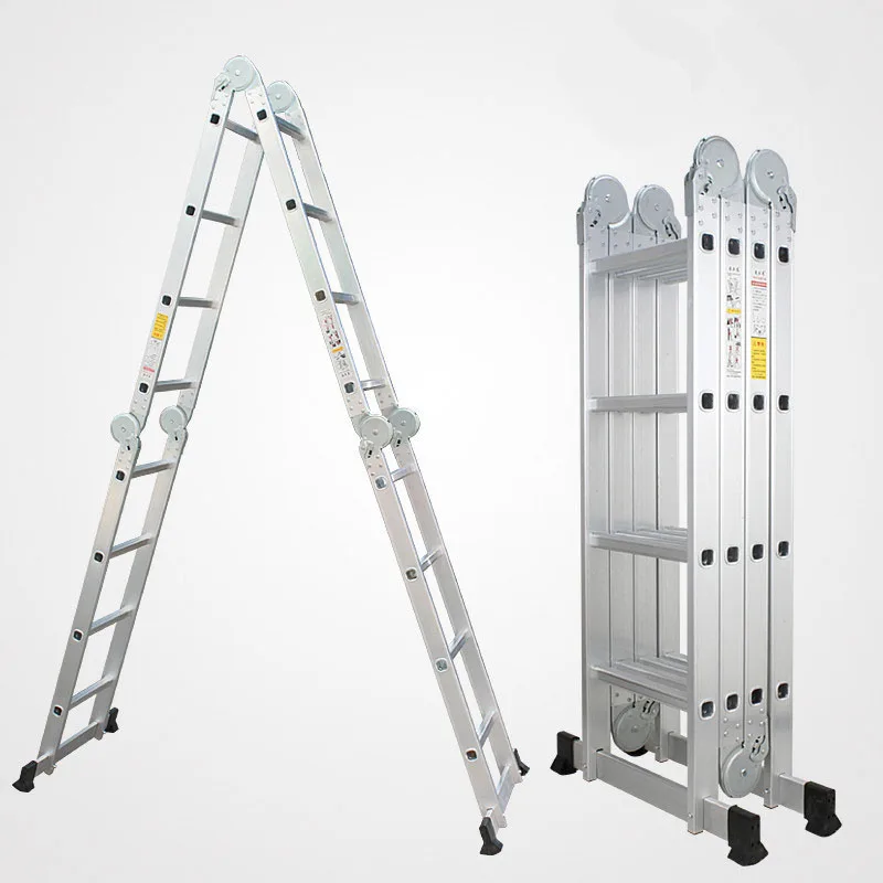 Multifunctional Folding Ladder 4*4 Thick Aluminum Household Ladder Joint Telescopic Ladder Telescopic Herringbone LK