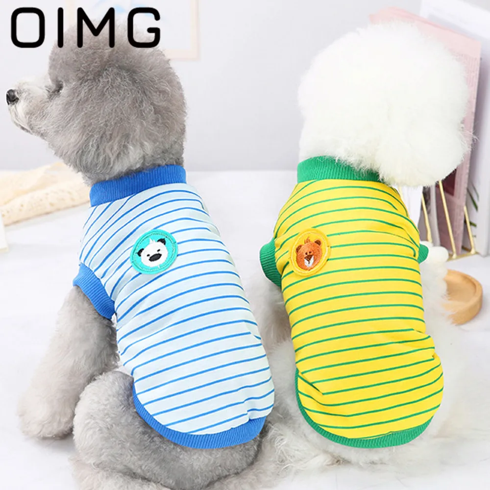 

OIMG Striped Puppy Clothing Cute Small Dogs Clothes Pomeranian Spitz Spring Pets Cats Outfits Cartoon Dogs Hoodies Sweatshirts