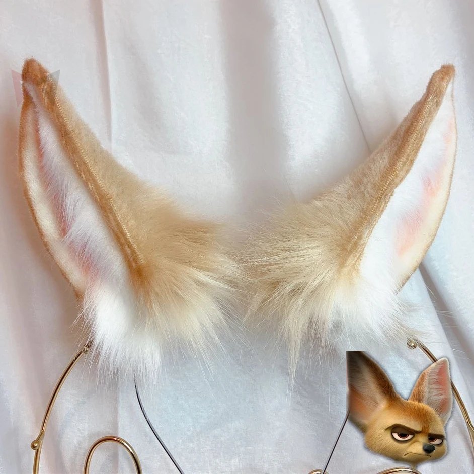 New Hand Made Vulpes Zerda Fox Wolf Ears Hairbands Hairhoop Headwear Tail for Girl Women Female Cospaly Game Party Costume