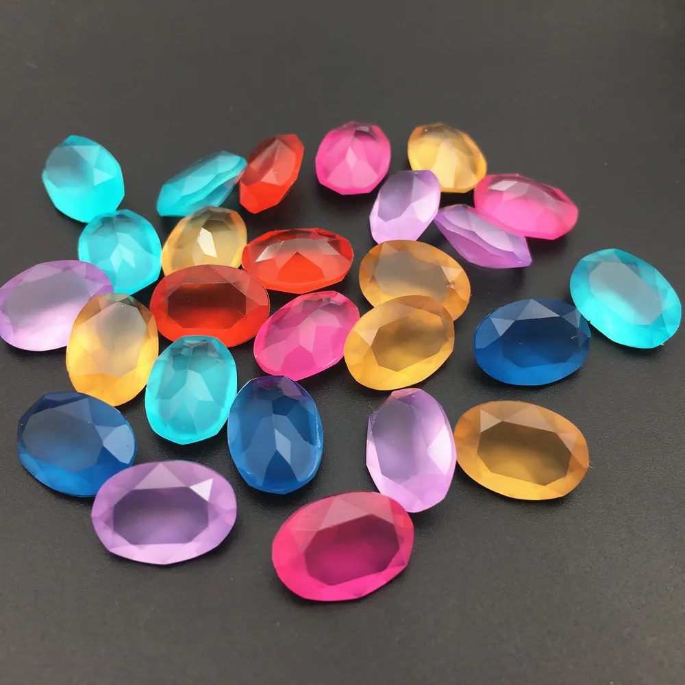 10x14mm Oval Rhinestones Glazed Color Resin Rhinestone Pointback Transparent Fancy Crystal For Phone DIY Hair Accessories