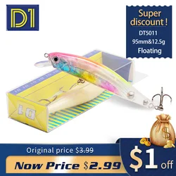 D1 – leurre méné flottant Laser couleur naturelle, appât artificiel idéal pour la pêche au bar ou au brochet, wobbler, 95mm, 12.5g