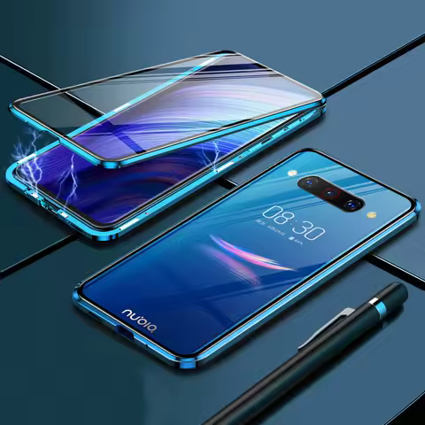 Double-Sided Magnetic Case For Samsung M31 A21s M21 A41 A31 A51 A71 A50 A7 A8 2018 Note 20 S20 S10 E Metal Tempered Glass Case