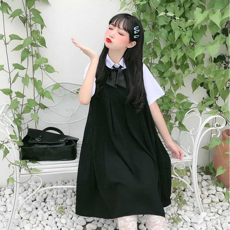 Sweet Cute College Wind Inner Shirt Pleated Suspender Dress  school girl uniform  jk uniform  japanese  uniformes  estudiantes